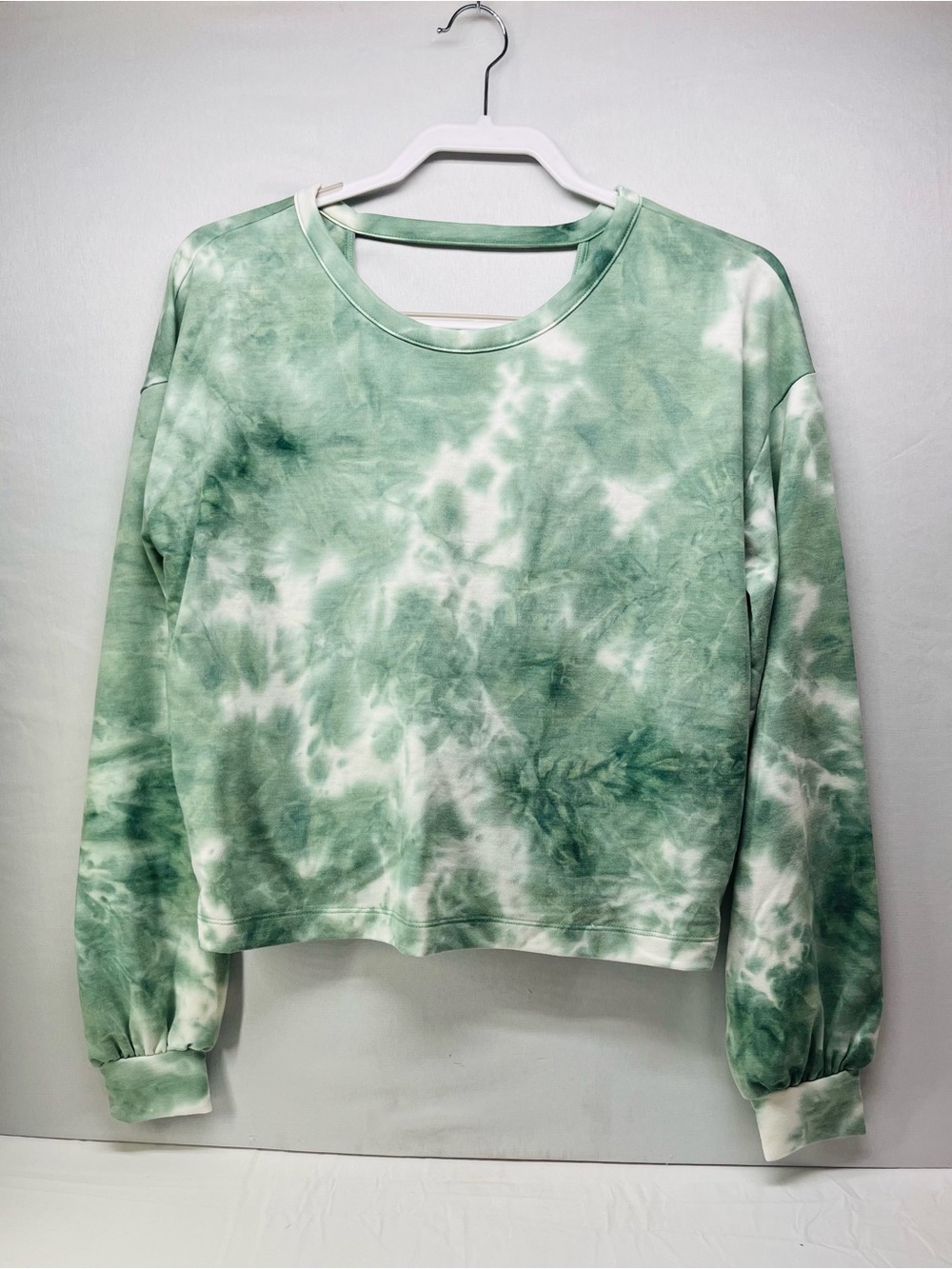 Light Green Tie-Dye Cropped Crewneck Sweatshirt - Women